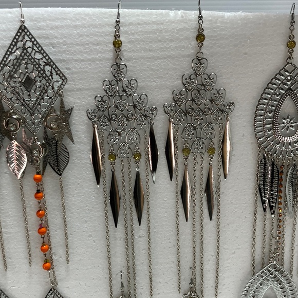 Silver bundle of 8 sets Dangle/ chandelier Earrings vacation events ceremonies - Picture 4 of 10